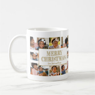 Merry Kerstmis Creëer Your Ewn 8 Photo Collage Koffiemok