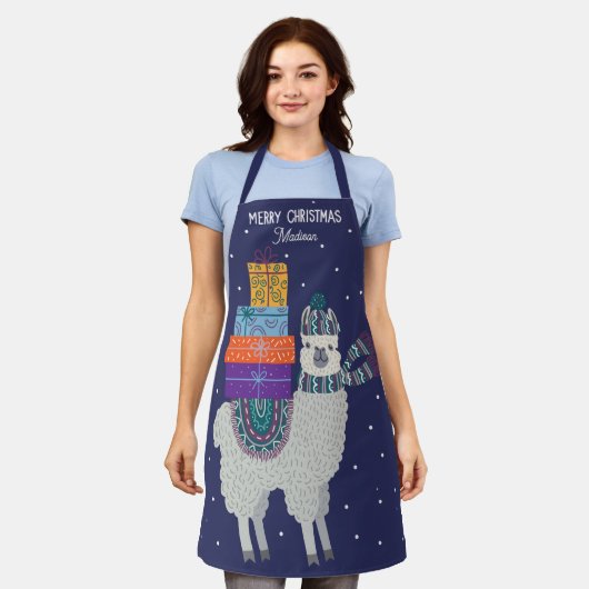 Merry Kerstmis Cute Llama Holiday Gifts Winter Schort (Gedragen)