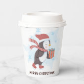 Merry Kerstmis Cute Penguin Waterverf Winter Papieren Bekers (Achterkant)