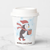 Merry Kerstmis Cute Penguin Waterverf Winter Papieren Bekers (Voorkant)
