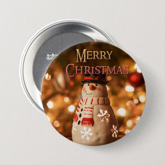 Merry Kerstmis Cute Snowman Button (Voorkant /achterkant)
