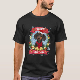 Merry Kerstmis Dachshund Santa Funny Xmas Ormenmen T-shirt