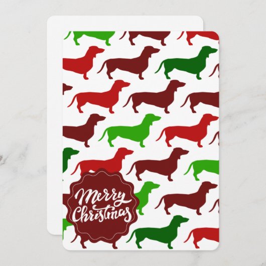 Merry Kerstmis Dachshund Wiener Dog Pattern Feestdagenkaart (Voorkant / Achterkant)