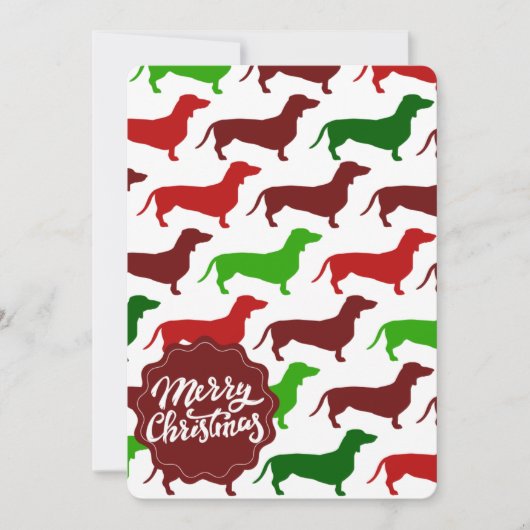 Merry Kerstmis Dachshund Wiener Dog Pattern Feestdagenkaart (Voorkant)