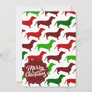 Merry Kerstmis Dachshund Wiener Dog Pattern Feestdagenkaart