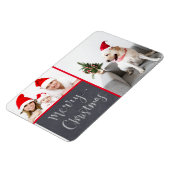 Merry Kerstmis design Double Photo Holiday Magneet (Linkerzijde)