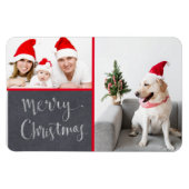 Merry Kerstmis design Double Photo Holiday Magneet (Horizontaal)