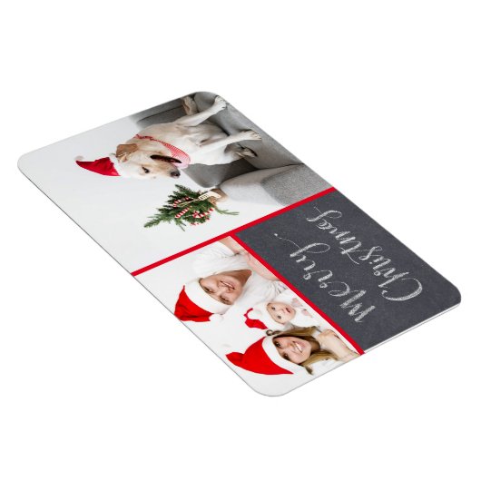 Merry Kerstmis design Double Photo Holiday Magneet (Rechterzijde)