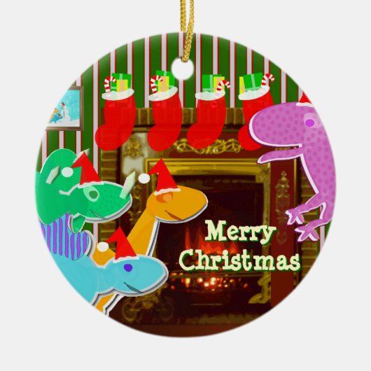 Merry Kerstmis Dinos Ornament (Voorkant)