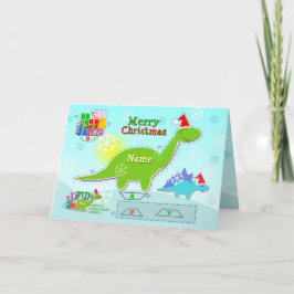 Merry Kerstmis Dinosaur 3D Cut & Fold Craft Card Feestdagen Kaart