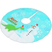Merry Kerstmis Dinosaur en Snowman Kerstboom Rok (Gekanteld)