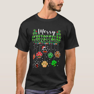 Merry Kerstmis Dog Paw Print Buffalo Plays Green T-shirt
