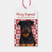 Merry Kerstmis Dogmas Rottweiler Festive Red Cadeaulabel (Voorkant)