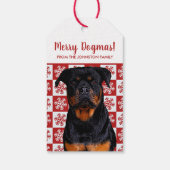 Merry Kerstmis Dogmas Rottweiler Festive Red Cadeaulabel (Achterkant)