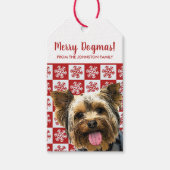 Merry Kerstmis Dogmas Yorkie Terrier Yorkshire Cadeaulabel (Voorkant)