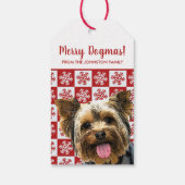 Merry Kerstmis Dogmas Yorkie Terrier Yorkshire Cadeaulabel (Achterkant)