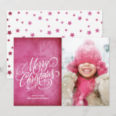 Merry Kerstmis Donk Roze Grunge Feestdagenkaart (Voorkant / Achterkant)