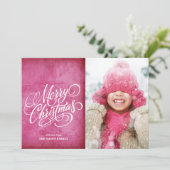 Merry Kerstmis Donk Roze Grunge Feestdagenkaart (Staand voorkant)