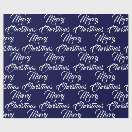Merry Kerstmis, donkermarineaangepast script elega Cadeaupapier (Vlak)