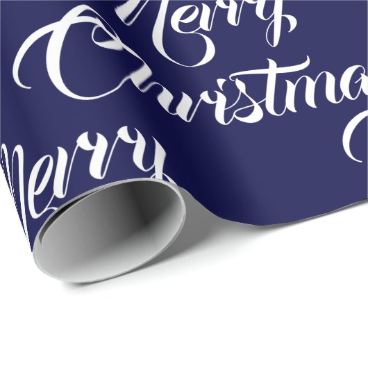 Merry Kerstmis, donkermarineaangepast script elega Cadeaupapier (Rol Hoek)