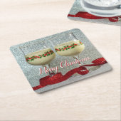 Merry Kerstmis Eggnog Glasses Pub Board Onderzette Kartonnen Onderzetters (Schuin)