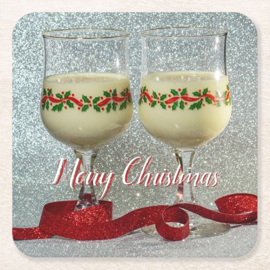 Merry Kerstmis Eggnog Glasses Pub Board Onderzette Kartonnen Onderzetters (Voorkant)