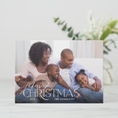 Merry Kerstmis Elegant Script Foto Kerstmis Feestdagenkaart (Staand voorkant)