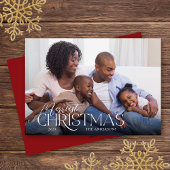 Merry Kerstmis Elegant Script Foto Kerstmis Feestdagenkaart
