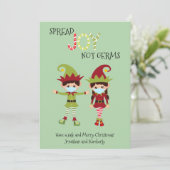 Merry Kerstmis Elf Face Mask Spread Joy 2020 Feestdagenkaart (Staand voorkant)