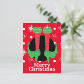 Merry Kerstmis Elf Feet Heels Snowflakes Briefkaart (Staand voorkant)