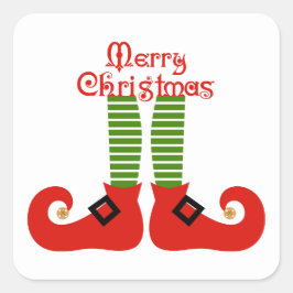 Merry Kerstmis Elf Feet Vierkante Sticker