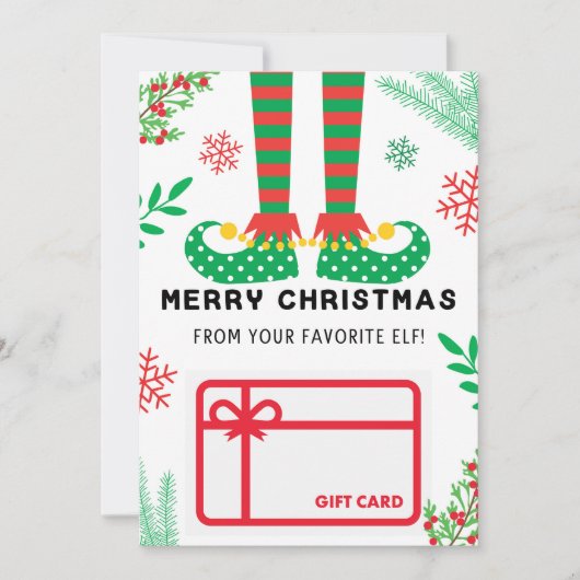 Merry Kerstmis Elf Gift Card Holder Kaart (Voorkant)