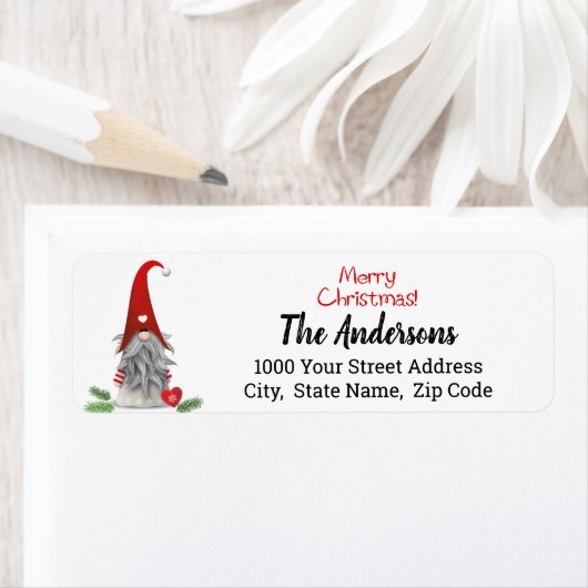 Merry Kerstmis Elf Gnome Return Label (Insitu)