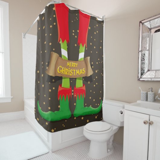 Merry Kerstmis Elf Legs Douchegordijn (In situ)