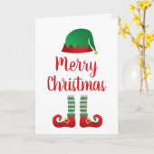 Merry Kerstmis Elf Outfit Red Green Kaart (Gele Bloem)