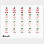 Merry Kerstmis Elf Outfit Red Green Ronde Sticker (Vel)