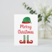 Merry Kerstmis Elf Outfit Red Typografie Briefkaart (Staand voorkant)