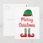Merry Kerstmis Elf Outfit Red Typografie Briefkaart (Voorkant / Achterkant)