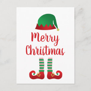 Merry Kerstmis Elf Outfit Red Typografie Briefkaart