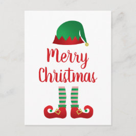 Merry Kerstmis Elf Outfit Red Typografie Briefkaart