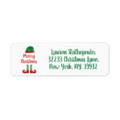 Merry Kerstmis Elf Outfit Red Typografie Etiket (Voorkant)