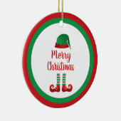 Merry Kerstmis Elf Outfit Red Typografie Keramisch Ornament (Rechts)