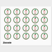Merry Kerstmis Elf Outfit Red Typografie Ronde Sticker (Vel)