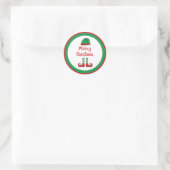 Merry Kerstmis Elf Outfit Red Typografie Ronde Sticker (Tas)