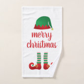 Merry Kerstmis Elf Pet Pattern Green Red Bad Handdoek (Handdoek)
