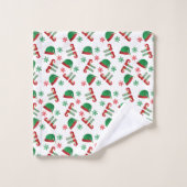 Merry Kerstmis Elf Pet Pattern Green Red Bad Handdoek (Wasdoekje)