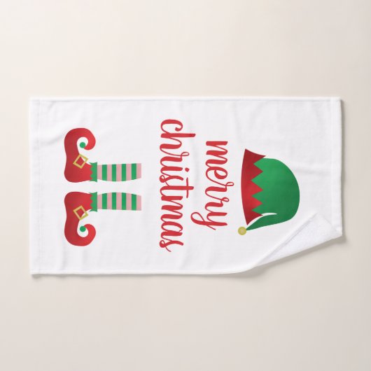 Merry Kerstmis Elf Pet Pattern Green Red Bad Handdoek (Handdoek)