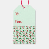 Merry Kerstmis Elf Pet Pattern Red Green Cadeaulabel (Achterkant)