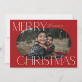 Merry Kerstmis Ellipse Oval-fotokaart Feestdagenkaart (Voorkant)