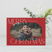 Merry Kerstmis Ellipse Oval-fotokaart Feestdagenkaart (Staand voorkant)